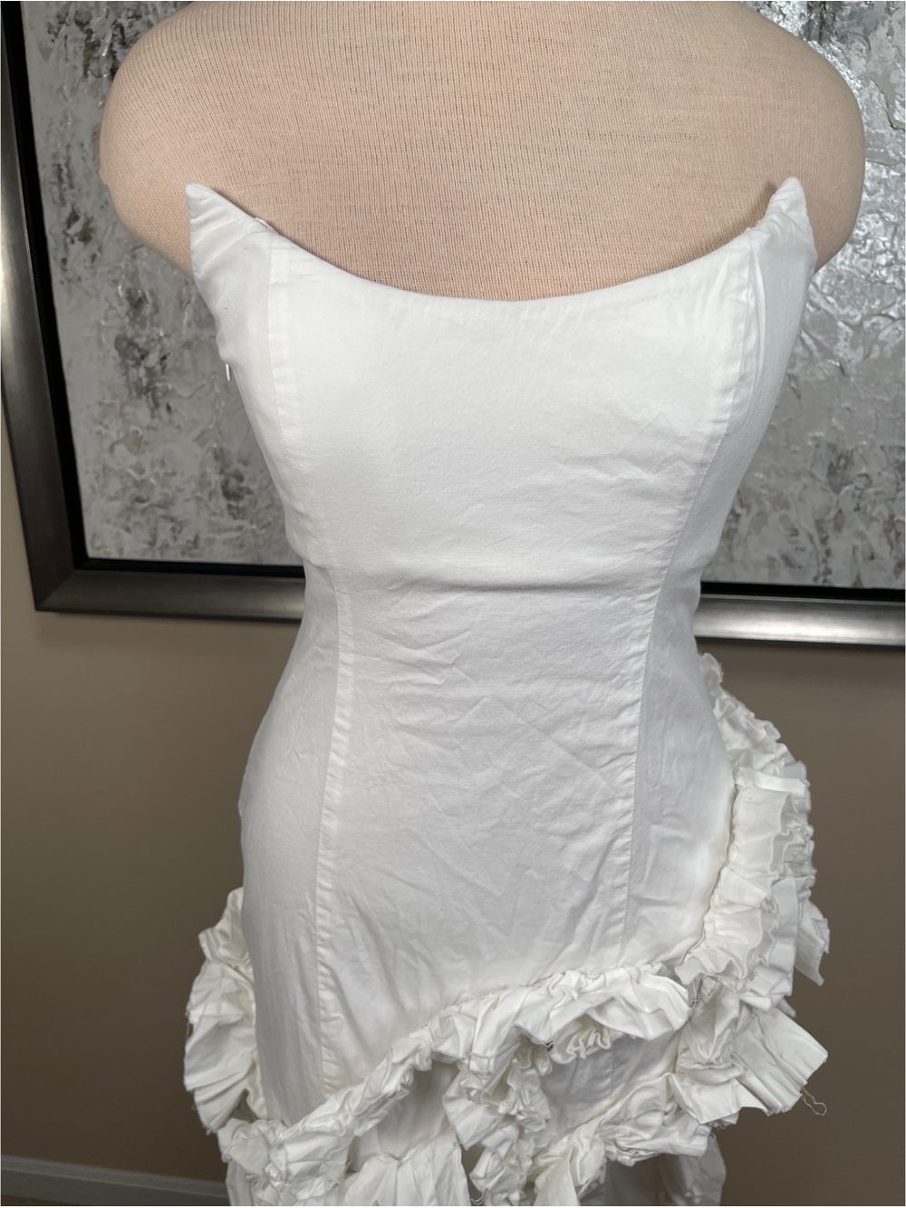 NBD Arabella Strapless Ruffle High Slit White Maxi Dress Size Small - Picture 3 of 10